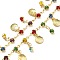 Brass Glass Shell Shape Link Chains, with Spool, Long-Lasting Plated, Soldered, Lead Free & Cadmium Free, Rack Plating, Real 18K Gold Plated, Colorful, 9.5x6.5x3mm