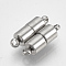 Tarnish Resistant 201 Stainless Steel Magnetic Clasps with Loops, Column, Stainless Steel Color, 13x4mm, Hole: 1mm
