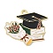 School Supplies Alloy Enamel Pandants, Golden, Bachelor's Hat, 25x29x1mm, Hole: 1.8mm