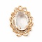 Brass with K9 Glass Charms, Golden, Oval Charms, Crystal, 24x17.5x5.5mm, Hole: 1.6mm