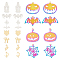 24Pcs 12 Style 201/304 Stainless Steel Pendants, Laser Cut, for Halloween, Fox & Bat & Spider and Web, Mixed Color, 12~37.5x7.5~33.5x0.3~1.1mm, Hole: 1~1.4mm, 2pcs/style