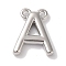 Rack Plating Brass Pendants, Long-Lasting Plated, Lead Free & Cadmium Free, Letter Charms, Platinum, Letter A, 11x9x2mm, Hole: 1mm