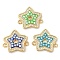 Rack Plating Brass Micro Pave Clear Cubic Zirconia Star Connector Charms, with Shell & Enamel, Real 18K Gold Plated, Long-Lasting Plated, Lead Free & Cadmium Free, Mixed Color, 18x20x2mm, Hole: 2mm