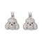 Brass Micro Pave Cubic Zirconia Pendants, Cadmium Free & Lead Free, Real Platinum Plated, Dog Charms, Clear, 18.5x17x6mm, Hole: 5x3.5mm