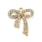 Alloy Rhinestone Pendants, UV Plated, Bowknot, Golden, 22.5x19.5x3.5mm, Hole: 1.8mm