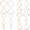 80Pcs 20 Style Brass Linking Rings, Long-Lasting Plated, Cadmium Free & Lead Free, Hexagon & Moon & Star, Golden & Silver, 7.5~12x4~13.5x1mm, Inner Diameter: 1~12mm, 4pcs/style