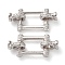 925 Sterling Silver Micro Pave Clear Cubic Zirconia Fold Over Clasps, Rectangle, Real Platinum Plated, 21mm, Rectangle: 13.5x10x2.5mm, Clasp: 7x3.5x4.5mm