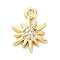 Brass Micro Pave Cubic Zirconia Charms, Cadmium Free & Nickel Free & Lead Free, Sun, Real 18K Gold Plated, 12.5x8.5x2.5mm, Hole: 1.4mm