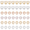 48Pcs 6 Style Rhinestone Pandants, with Rack Plating Alloy Findings, Nickel Free, Heart Charms, Platinum & Golden, 13~14x11~14x1.5~2.5mm, Hole: 1.5~3.5mm, 8Pcs/style