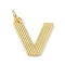 Brass Pendants, with Jump Ring, Letter Charms, Rack Plating, Long-Lasting Plated, Cadmium Free & Lead Free, Real 18K Gold Plated, Letter V, 13.5x15x1.5mm, Hole: 3.5mm
