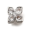Brass Micro Pave Cubic Zirconia Beads, Cadmium Free & Nickel Free & Lead Free, Flower, Platinum, 8x8x4mm, Hole: 0.7mm