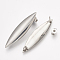 Non-Tarnish 304 Stainless Steel Stud Earring Findings, with Loop, Horse Eye, Stainless Steel Color, 39x9.5mm, Hole: 2mm, Pin: 0.8mm