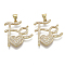 Brass Micro Pave Cubic Zirconia Pendants, with Brass Snap on Bails, Nickel Free, Letters with Heart, Real 16K Gold Plated, Clear, 24x23x3mm, Hole: 5x3mm