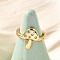 Brass Micro Pave Clear Cubic Zirconia Adjustable Open Cuff Rings for Women, Cadmium Free & Lead Free, Mushroom, Real 16K Gold Plated, Adjustable; 16.5x11.5mm
