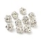 10mm Brass Crystal Rhinestone Beads, Round, for Jewelry Projects, Silver, 9~10x10mm, Hole: 1.4mm