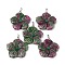 Natural Ruby in Zoisite Big Pendants, Peach Blossom Charms, with Platinum Plated Alloy Snap on Bails, 57x48x9mm, Hole: 6x4mm