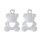 Rack Plating Alloy Pendants, Lead Free & Cadmium Free, Bear Charms, Silver, 13x8.5x1.5mm, Hole: 1.2mm