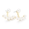 Brass Stud Earring Findings, with Beads, Real 18K Gold Plated, 14.5x18.5x9mm, Pin: 1.2mm
