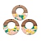 Resin and Walnut Pendants, Flat Round, Mixed Color, 38x3mm, Hole: 2mm