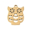 201 Stainless Steel Pendants, Owl Charms, Real 18K Gold Plated, 17x13.5x1mm, Hole: 1.4mm