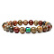 Natural Picasso Jasper Round Beaded Stretch Bracelets, with Changing Color Mood Beads for Women Men