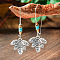 Bohemian Style Alloy Acrylic Dangle Earrings, Antique Silver, Leaf, 56x22mm