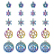 20Pcs 5 Style Plated Alloy Pendants, Cadmium Free & Lead Free, Pentacle & Star of David with Eye & Flat Round with Moon & Star, Rainbow Color, 19~38.5x16~34x2~6mm, Hole: 1.6~4mm, 4pcs/style