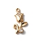 Brass Micro Pave Clear Cubic Zirconia Pendants, Nickel Free, Flower, Golden, 16x9x2mm, Hole: 1mm