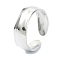 304 Stainless Steel Cuff Simple Rings, Stainless Steel Color, Adjustable, 7mm