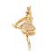 Brass Micro Pave Cubic Zirconia Pendants, Ballet Girl, Golden, 23x12x2mm, Hole: 1mm