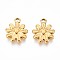 201 Stainless Steel Charms, Flower Charm, Ion Plating(IP), Real 18K Gold Plated, 14.5x12x2.5mm, Hole: 1.6mm