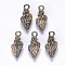 Alloy Enamel Pendants, Spiral Shell Shape, Light Gold, Gray, 19.5x7.5x6.5mm, Hole: 2.5mm