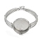 Brass Link Bracelet Making, with Flat Round Tray, Rack Plating, Long-Lasting Plated, Platinum, Tray: 29mm, 7 inch(17.8cm)