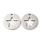Non-Tarnish 201 Stainless Steel Pendants, Laser Cut, Flat Round with Star Charm, Stainless Steel Color, 15x1mm, Hole: 1.4mm