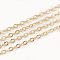 Brass Cable Chains, Soldered, Cadmium Free & Nickel Free & Lead Free, with Spool, Flat Oval, Real 18K Gold Plated, 2.1x1.6x0.3mm, about 98.42 Feet(30m)/roll