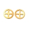 201 Stainless Steel Pendants, Flat Round with Cross Charm, Real 24K Gold Plated, 13mm, Hole: 1.2mm