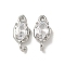 Brass Clear Cubic Zirconia Connector Charms, Cadmium Free & Nickel Free & Lead Free, Oval Links, Platinum, 15.5x7x5mm, Hole: 1.2mm