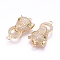 Brass Micro Pave Cubic Zirconia Links, Leopard, Real 18K Gold Plated, 29x14x6.5mm, Hole: 1.5mm