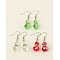 Stylish Faceted Glass Calabash Dangle Earrings, with Tibetan Style Beads and Brass Earring Hooks, Mixed Color, 40mm