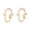Brass Micro Pave Cubic Zirconia Screw Carabiner Lock Charms, for Necklaces Making, Hamsa Hand/Hand of Fatima /Hand of Miriam, Golden, Clear, 30.5x22.5x5mm