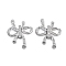 Brass Micro Pave Clear Cubic Zirconia Fold Over Clasps, Bowknot, Platinum, 27x25x5mm, Hole: 1mm and 2x1.5mm