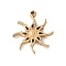 304 Stainless Steel Pendants, Sun Charms, PVD Vacuum Plating, Real 18K Gold Plated, 22.5x20x3mm, Hole: 1.6mm