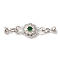 Brass Micro Pave Clear Cubic Zirconia Fold Over Clasps, Cadmium Free & Nickel Free & Lead Free, with Glass, Long-lasting Plated, Real Platinum Plated, 53mm, Hole: 5.5mm