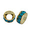 Brass Rhinestone Spacer Beads, Grade A, Rondelle, Light Gold Metal Color, Blue Zircon, 9x4mm, Hole: 4mm