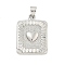 Rack Plating Brass Pendants, Cadmium Free & Lead Free, Long-Lasting Plated, Platinum, Heart, 23.5x17x3mm, Hole: 5x3mm