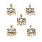 Lampwork Evil Eye Pendants with Colorful Cubic Zirconia, Real 18K Gold Plated Brass Findings, Lead Free & Cadmium free, Deep Sky Blue, 27x22.5x4.5mm, Hole: 4x3.5mm