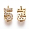 Brass Micro Pave Clear Cubic Zirconia Charms, Number, Golden, Num.5, 9.5~10x4~6.5x2mm, Hole: 0.8mm