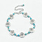 Bohemian Synthetic Turquoise & Alloy with Carved Flowers Link Bracelets, Antique Silver