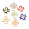 Alloy Enamel Pendants, Golden, Cross, Mixed Color, 42x37x5mm, Hole: 3.4mm