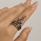 Alloy Bowknot Wide Open Cuff Rings for Women, Gunmetal, 12.5mm